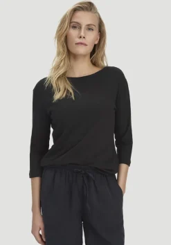 hessnatur Longsleeve Relaxed aus Leinen mit reiner Bio-Baumwolle von schwarz Clearance