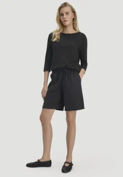 hessnatur Longsleeve Relaxed aus Leinen mit reiner Bio-Baumwolle von schwarz Clearance