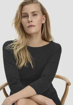 hessnatur Longsleeve Relaxed aus Leinen mit reiner Bio-Baumwolle von schwarz Clearance