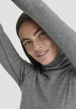 hessnatur Longsleeve SILK & WARM TOUCH mit Bio-Merinowolle und Seide von anthrazit Clearance