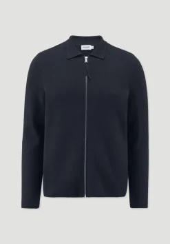 hessnatur Milano Strick Jacke Regular aus Bio-Baumwolle mit Bio-Merinowolle von marine Hot