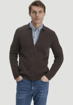 hessnatur Milano Strick Jacke Regular aus Bio-Baumwolle mit Bio-Merinowolle von kakao braun Outlet