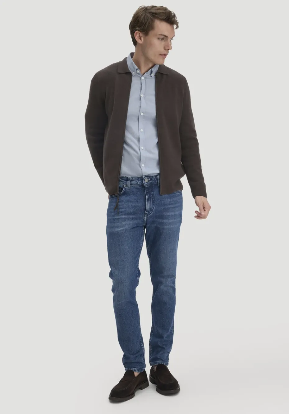 hessnatur Milano Strick Jacke Regular aus Bio-Baumwolle mit Bio-Merinowolle von kakao braun Outlet
