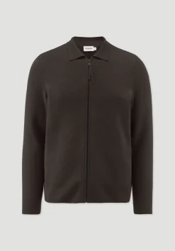 hessnatur Milano Strick Jacke Regular aus Bio-Baumwolle mit Bio-Merinowolle von kakao braun Outlet