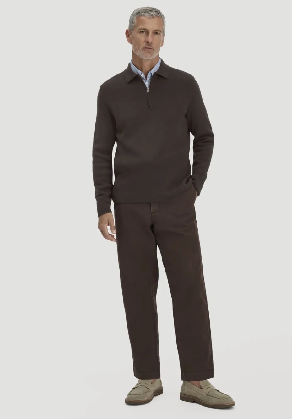 hessnatur Milano Strick Polo Regular aus Bio-Baumwolle und Bio-Schurwolle von kakao braun Sale