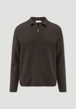 hessnatur Milano Strick Polo Regular aus Bio-Baumwolle und Bio-Schurwolle von kakao braun Sale
