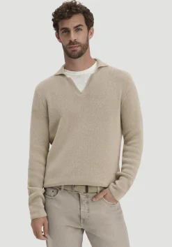 hessnatur Milano Strick Polo Regular aus Leinen mit Bio-Baumwolle und LENZING™ ECOVERO™ Viskose von taupe Clearance