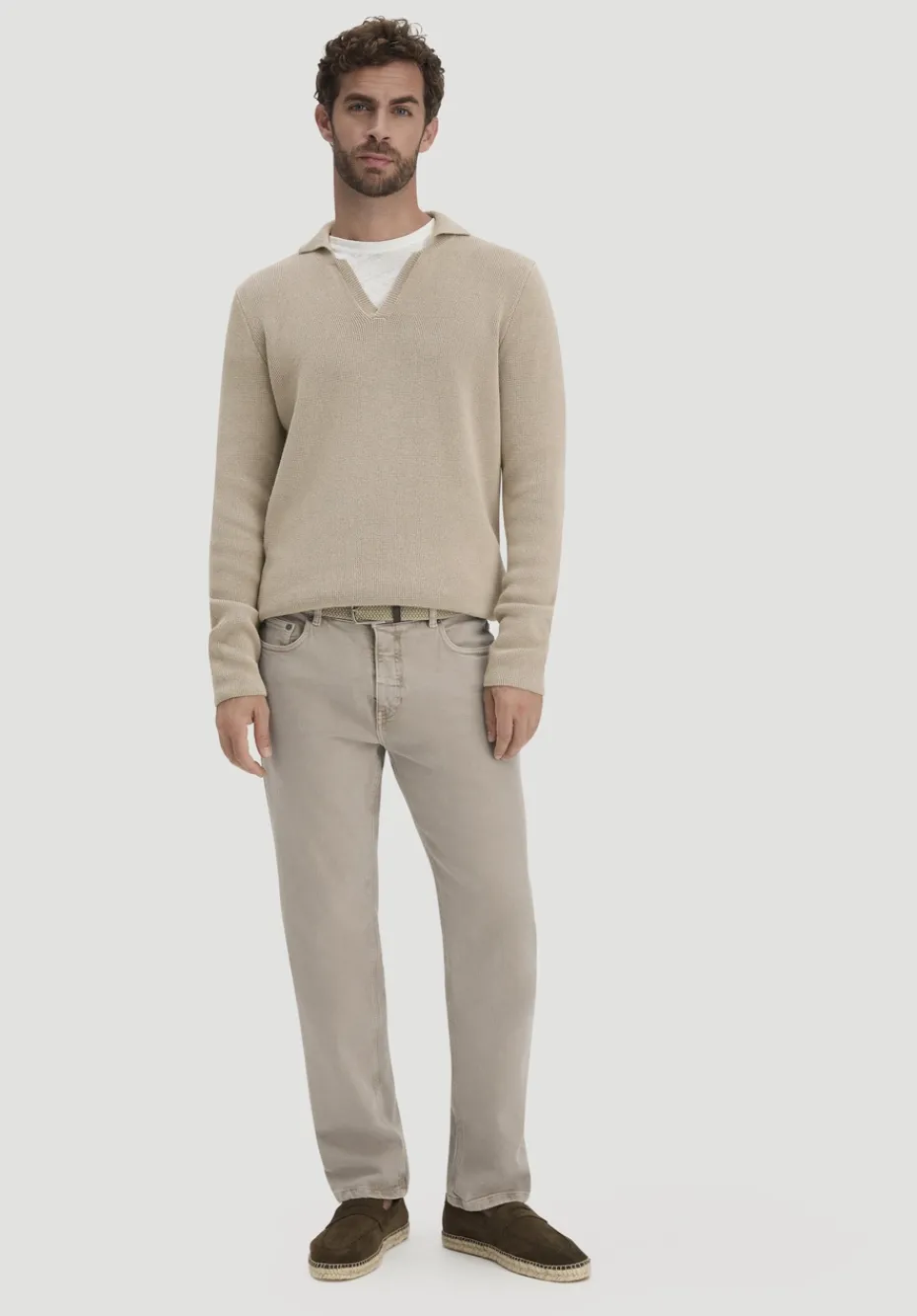 hessnatur Milano Strick Polo Regular aus Leinen mit Bio-Baumwolle und LENZING™ ECOVERO™ Viskose von taupe Clearance