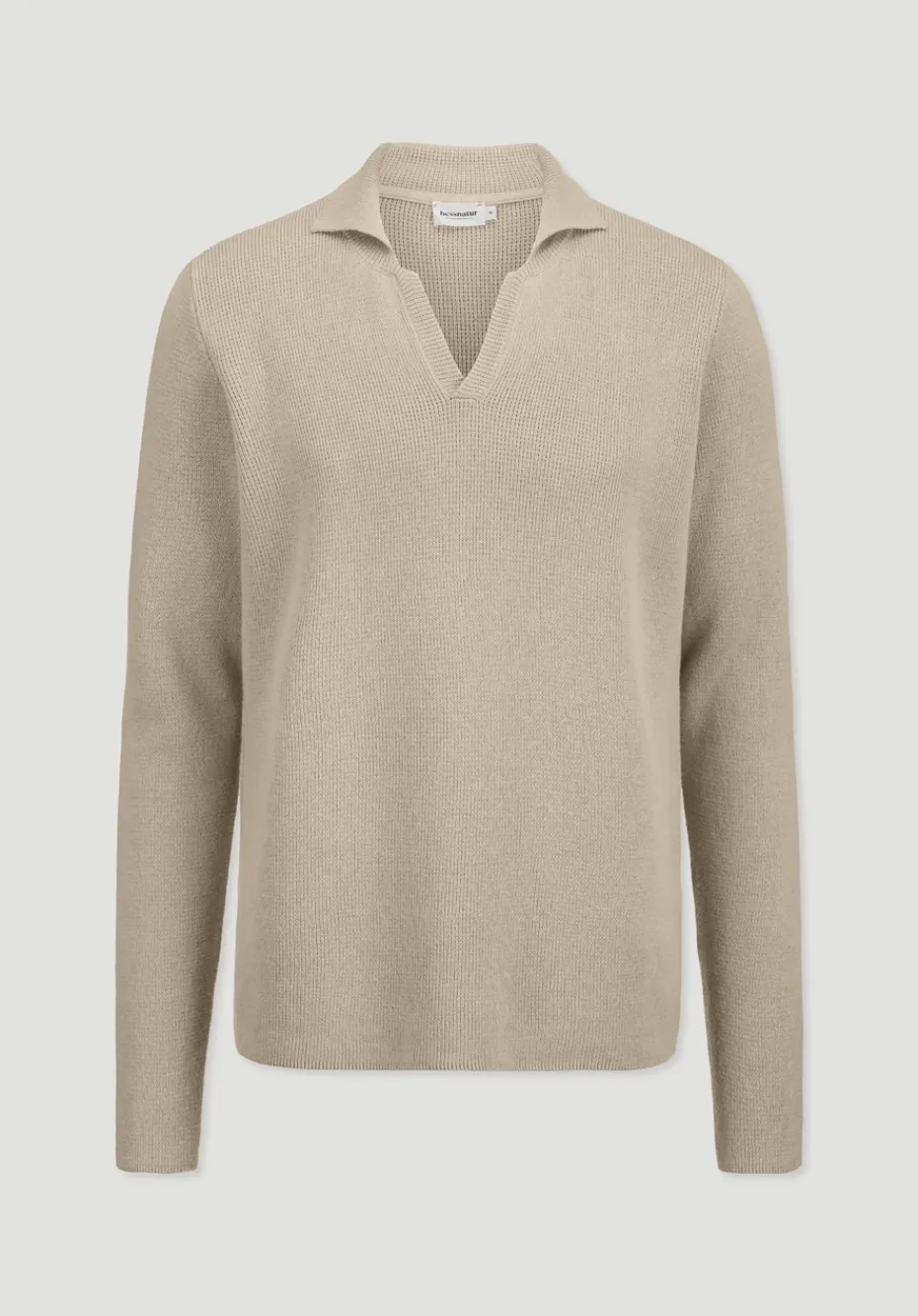 hessnatur Milano Strick Polo Regular aus Leinen mit Bio-Baumwolle und LENZING™ ECOVERO™ Viskose von taupe Clearance