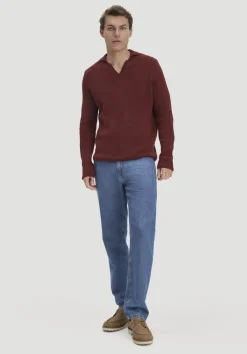 hessnatur Milano Strick Polo Regular aus Leinen mit Bio-Baumwolle und LENZING™ ECOVERO™ Viskose von mahagoni Sale