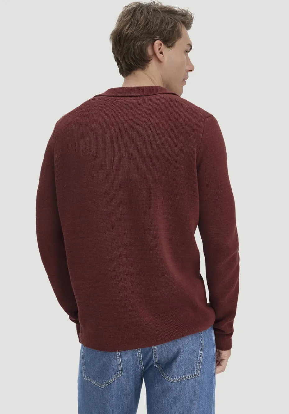hessnatur Milano Strick Polo Regular aus Leinen mit Bio-Baumwolle und LENZING™ ECOVERO™ Viskose von mahagoni Sale