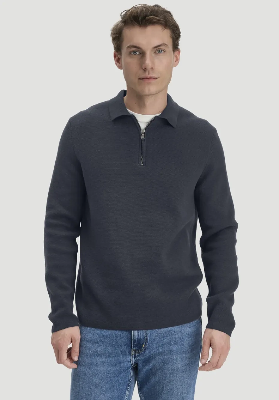 hessnatur Milano Strick Polo Regular aus Bio-Baumwolle und Bio-Schurwolle von marine Sale