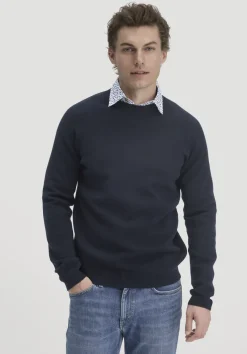hessnatur Milano Strick Pullover Regular aus Bio-Merinowolle und Bio-Baumwolle von marine Online