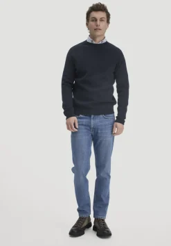 hessnatur Milano Strick Pullover Regular aus Bio-Merinowolle und Bio-Baumwolle von marine Online