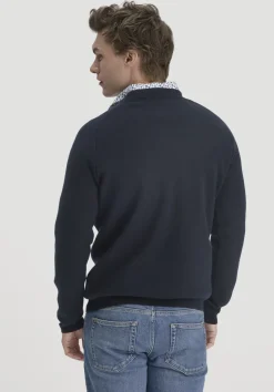 hessnatur Milano Strick Pullover Regular aus Bio-Merinowolle und Bio-Baumwolle von marine Online