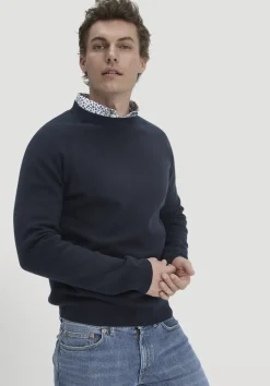 hessnatur Milano Strick Pullover Regular aus Bio-Merinowolle und Bio-Baumwolle von marine Online