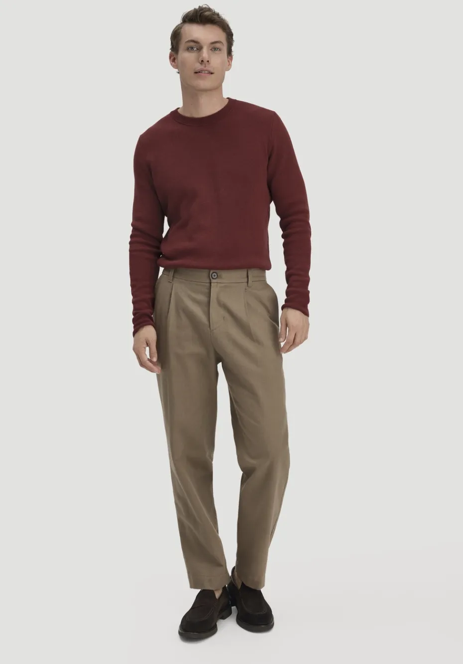 hessnatur Milano Strick Pullover Regular aus Leinen mit Bio-Baumwolle und LENZING™ ECOVERO™ Viskose von mahagoni Outlet