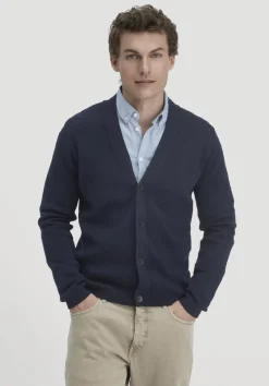 hessnatur Milano Strick-Cardigan Regular aus Bio-Merinowolle und Bio-Baumwolle von marine