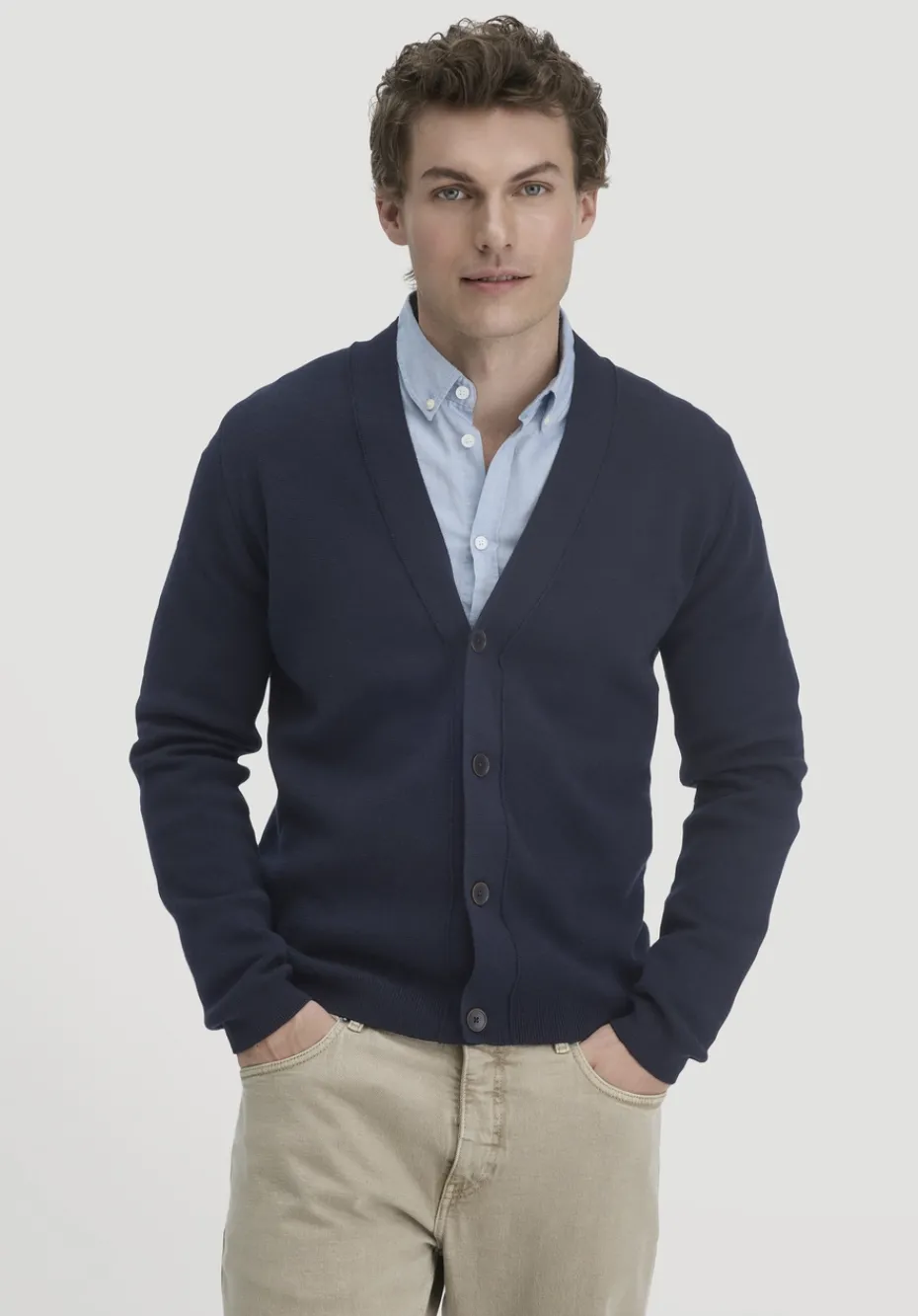 hessnatur Milano Strick-Cardigan Regular aus Bio-Merinowolle und Bio-Baumwolle von marine