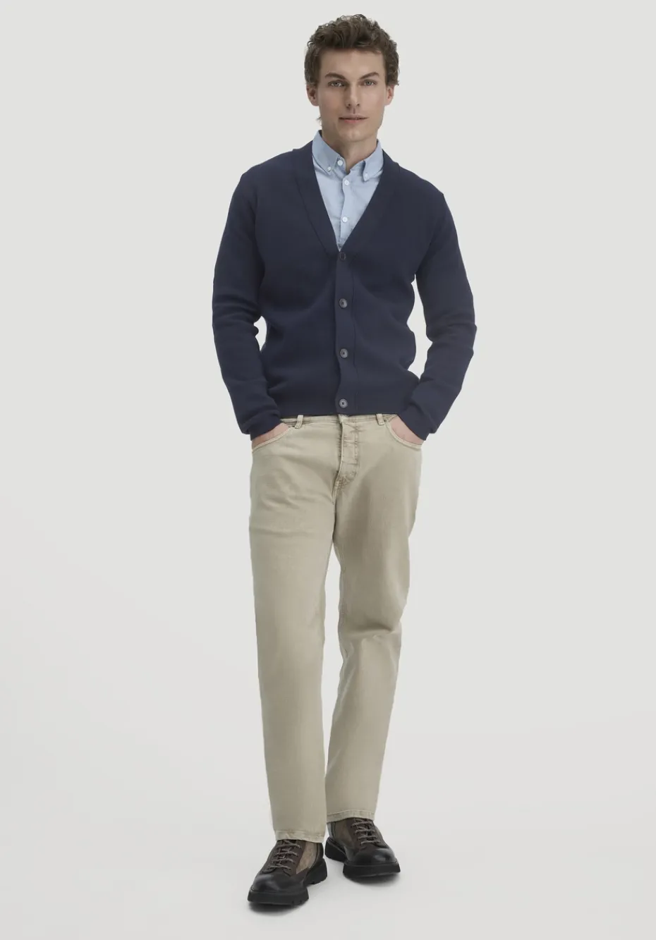 hessnatur Milano Strick-Cardigan Regular aus Bio-Merinowolle und Bio-Baumwolle von marine