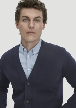 hessnatur Milano Strick-Cardigan Regular aus Bio-Merinowolle und Bio-Baumwolle von marine
