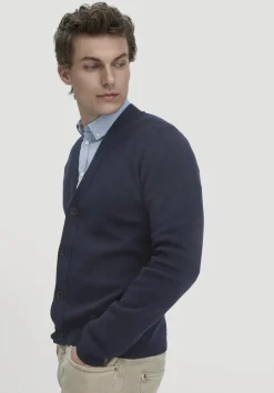 hessnatur Milano Strick-Cardigan Regular aus Bio-Merinowolle und Bio-Baumwolle von marine