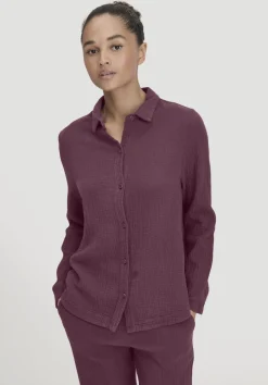 hessnatur Musselin Hemd Oversize PURE COMFORT aus reiner Bio-Baumwolle von brombeere Clearance