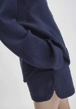 hessnatur Musselin Hemd Oversize PURE COMFORT aus reiner Bio-Baumwolle von dunkelblau Hot