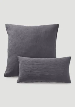 hessnatur Musselin Kissenbezug aus reiner Bio-Baumwolle von anthrazit Discount