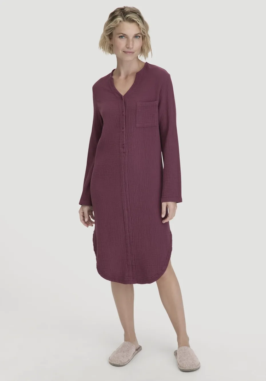 hessnatur Musselin Nachthemd Relaxed PURE COMFORT aus reiner Bio Baumwolle von brombeere Outlet