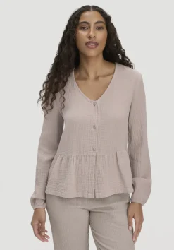 hessnatur Musselin Pyjamabluse PURE COMFORT aus reiner Bio-Baumwolle von mandelbraun Outlet