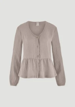 hessnatur Musselin Pyjamabluse PURE COMFORT aus reiner Bio-Baumwolle von mandelbraun Outlet