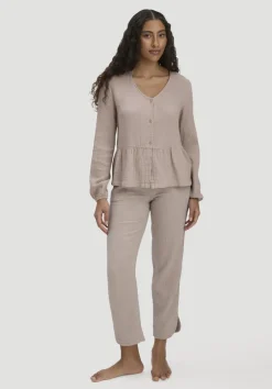 hessnatur Musselin Schlafhose Regular PURE COMFORT aus reiner Bio-Baumwolle von mandelbraun Sale
