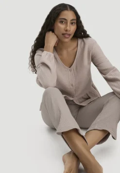 hessnatur Musselin Schlafhose Regular PURE COMFORT aus reiner Bio-Baumwolle von mandelbraun Sale