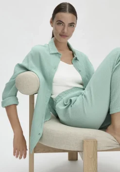 hessnatur Musselin Schlafhose Regular PURE COMFORT aus reiner Bio-Baumwolle von jadegrün Sale