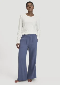 hessnatur Musselin Schlafhose Relaxed PURE COMFORT aus reiner Bio-Baumwolle von indigo blau Sale