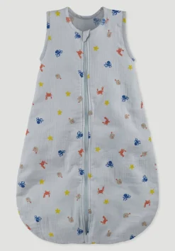 hessnatur Musselin Schlafsack aus reiner Bio-Baumwolle von nordisch blau