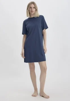 hessnatur Nachthemd PURE COTTON aus reiner Bio-Baumwolle von dunkelblau