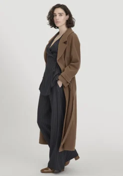 hessnatur Nadelstreifenhose Wide Leg Relaxed aus reiner LENZING™ ECOVERO™ Viskose von marine Hot