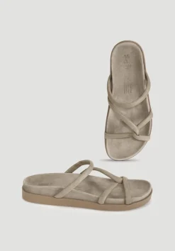 hessnatur Pantolette aus Nubuk-Leder von greige Outlet