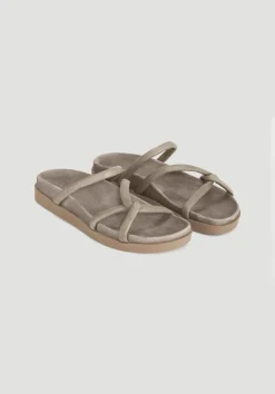 hessnatur Pantolette aus Nubuk-Leder von greige Outlet