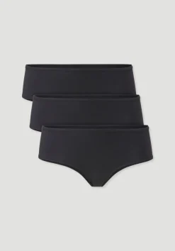 hessnatur Panty Regular Cut im 3er-Pack COTTON FEEL aus Bio-Baumwolle von schwarz Clearance
