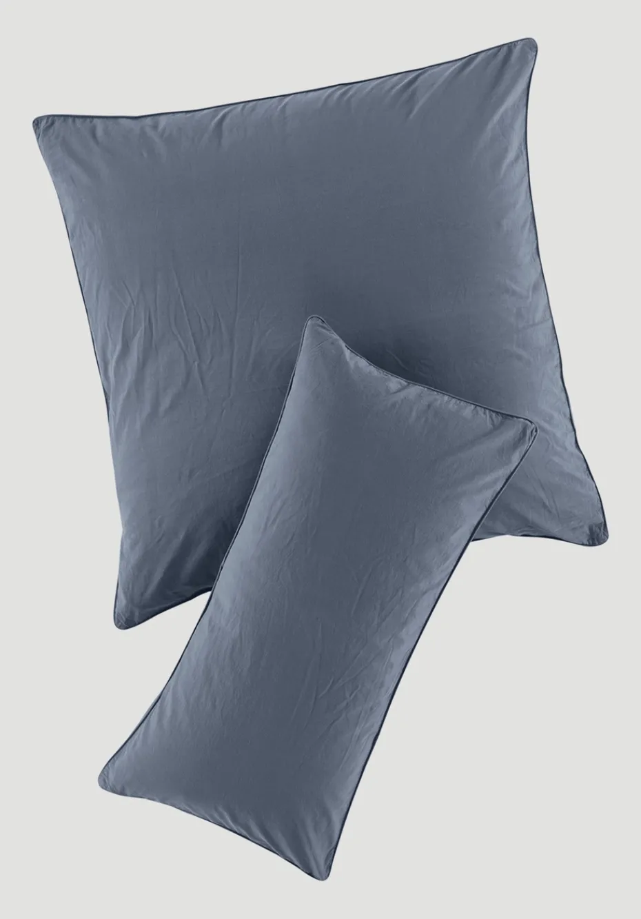 hessnatur Perkal Kissenbezug aus reiner Bio-Baumwolle von stahlblau Sale