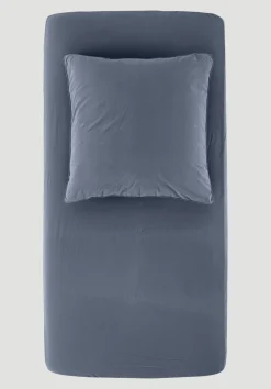hessnatur Perkal Spannbettlaken aus reiner Bio-Baumwolle von stahlblau Best