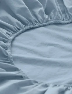 hessnatur Perkal Spannbettlaken aus reiner Bio-Baumwolle von graublau