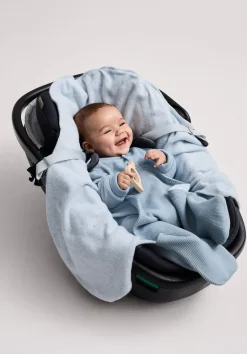 hessnatur Piqué Einschlagdecke aus reiner Bio-Baumwolle von helles jeansblau Discount