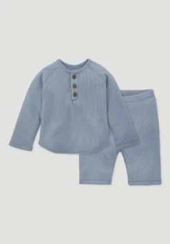hessnatur Piqué Erstlingsset aus reiner Bio-Baumwolle von helles jeansblau New