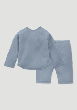 hessnatur Piqué Erstlingsset aus reiner Bio-Baumwolle von helles jeansblau New