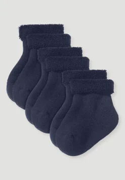 hessnatur Plüsch Socke im 3er-Pack aus Bio-Baumwolle von dunkelblau New