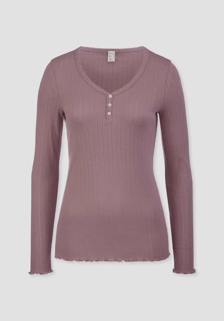 hessnatur Pointelle Henley Schlafshirt PURE COTTON aus reiner Bio-Baumwolle von altrosa Outlet